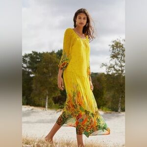 Anthropologie Tarian yellow maxi dress size XS